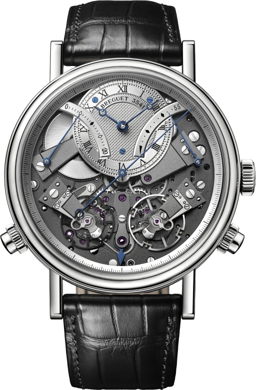 Breguet,Tradition 44mm,44mm,White Gold,Silver,Handwound,Chronograph,Power Reserve Indicator,Retrograde,7077BB,7077BB/G1/9XV