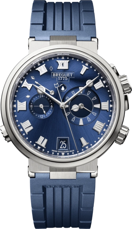 Breguet,Marine 40mm,40mm,Titanium,Blue,Automatic,Day,Power Reserve Indicator,Alarm,5547TI,5547TI/Y1/5ZU