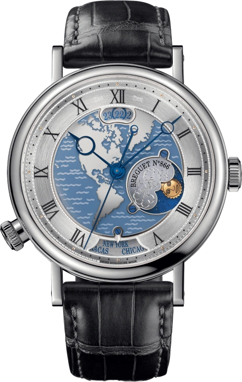 Breguet,Classique 43mm,43mm,Platinum,Blue,Silver,Automatic,Day,Dule Time,5717PT,5717PT/US/9ZU