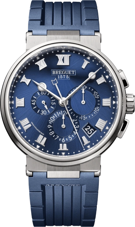 Breguet,Marine 42.30mm,42.30mm,Titanium,Blue,Automatic,Chronograph,Day,Flyback,5527TI,5527TI/Y1/5WV