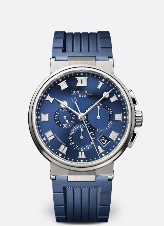 Breguet,Marine 42.30mm,42.30mm,Titanium,Blue,Automatic,Chronograph,Day,Flyback,5527TI,5527TI/Y1/5WV