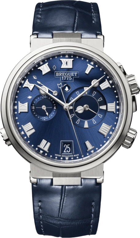 Breguet,Marine 40mm,40mm,Titanium,Blue,Automatic,Day,Power Reserve Indicator,Dule Time,Alarm,45hours,In-house Caliber,5547TI,5547TI/Y1/9ZU