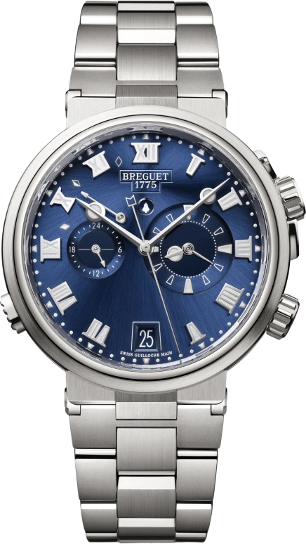 Breguet,Marine 40mm,40mm,Titanium,Blue,Automatic,Chronograph,Day,Power Reserve Indicator,Alarm,45hours,In-house Caliber,5547TI,5547TI/Y1/TZ0