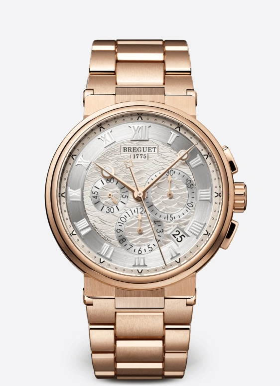 Breguet,Marine 42.30mm,42.30mm,Rose Gold,Silver,Automatic,Chronograph,Day,Flyback,5527BR,5527BR/12/RW0