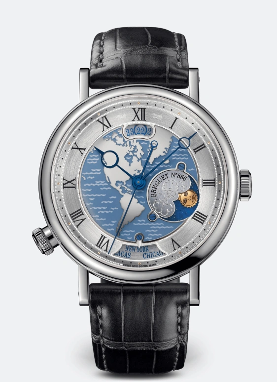 Breguet,Classique 43mm,43mm,Platinum,Blue,Silver,Automatic,Day,Dule Time,5717PT,5717PT/US/9ZU