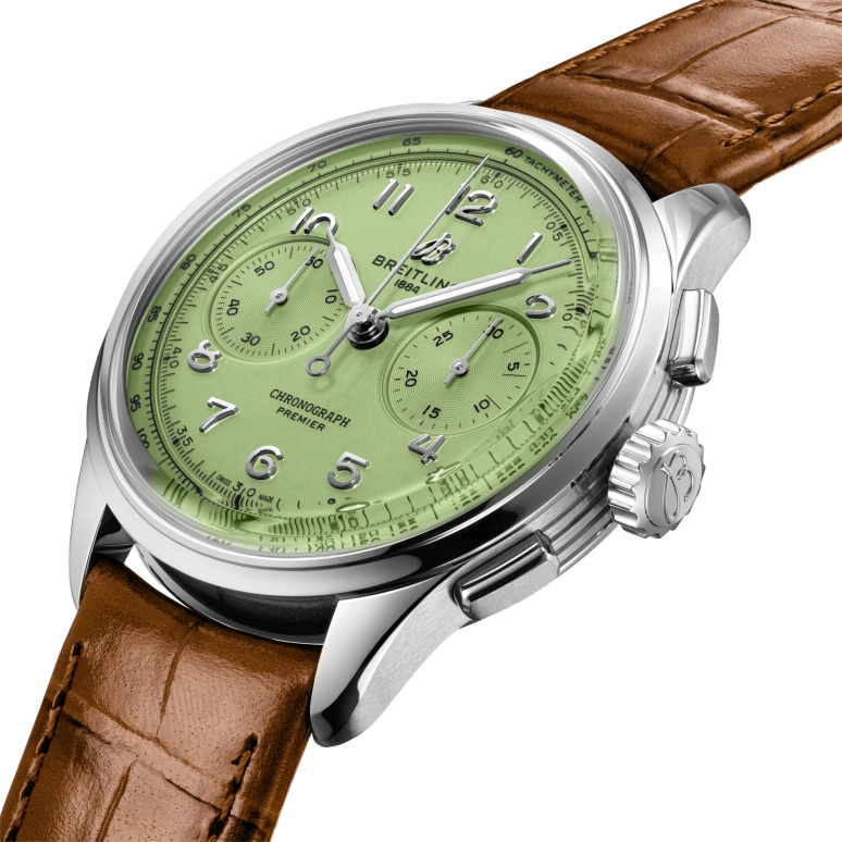 Breitling,Premier 40mm,40mm,Stainless Steel,Green,Handwound,Chronograph,70hours,AB0930D31L1P1