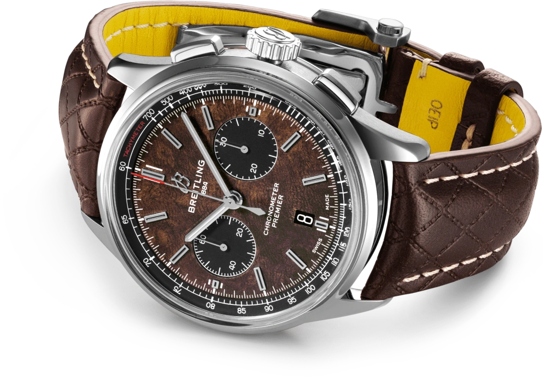 Breitling,Premier 42mm,42mm,Stainless Steel,Brown,Black,Automatic,Chronograph,Day,AB01181A1Q1X1