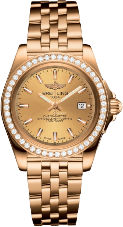 Breitling,Galactic 32mm,32mm,Rose Gold,Champagne,Quartz,Day,26280hours,H7133053,H7133053/H549/792H