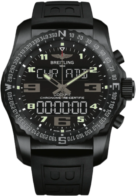 Breitling,Cockpit B50 46mm,46mm,Titanium,Black,Quartz,Countdown,Chronograph,Perpetual Calendar,Month,In-house Caliber,Sapphire,VB5010221B1S1