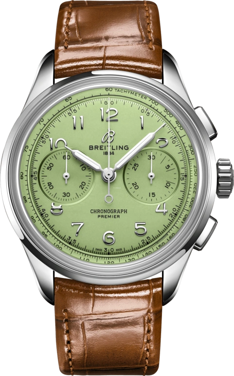 Breitling,Premier 40mm,40mm,Stainless Steel,Green,Handwound,Chronograph,70hours,AB0930D31L1P1