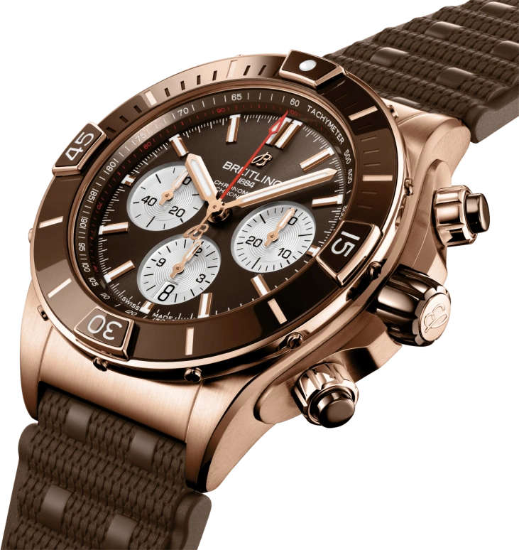 Breitling,Chronomat 44mm,44mm,Ceramic,Red Gold,Brown,Automatic,Chronograph,Day,Column Wheel,RB0136E31Q1S1