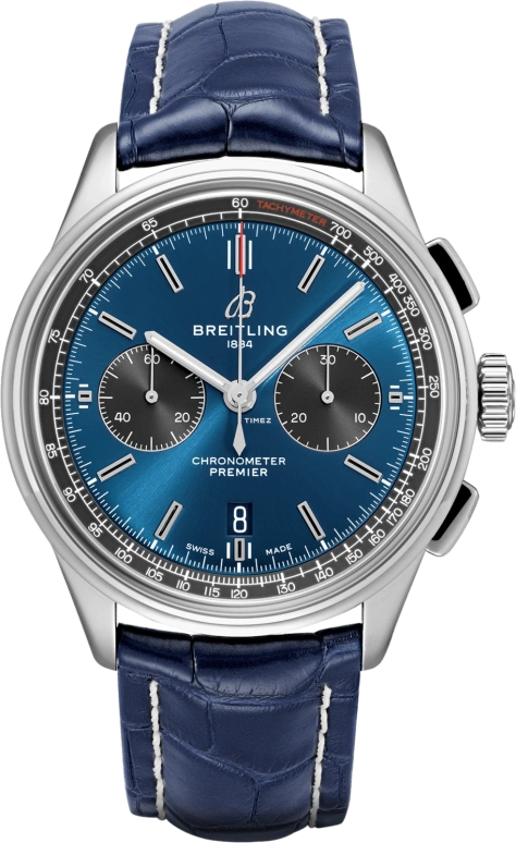 Breitling,Premier 42mm,42mm,Stainless Steel,Blue,Automatic,Chronograph,Day,AB0118A61C1P1