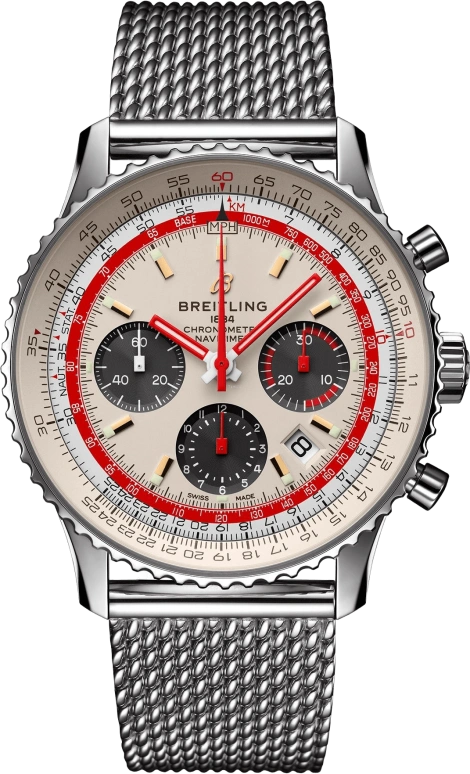 Breitling,Navitimer 43mm,43mm,Stainless Steel,Silver,Automatic,Chronograph,Day,AB01219A1G1A1