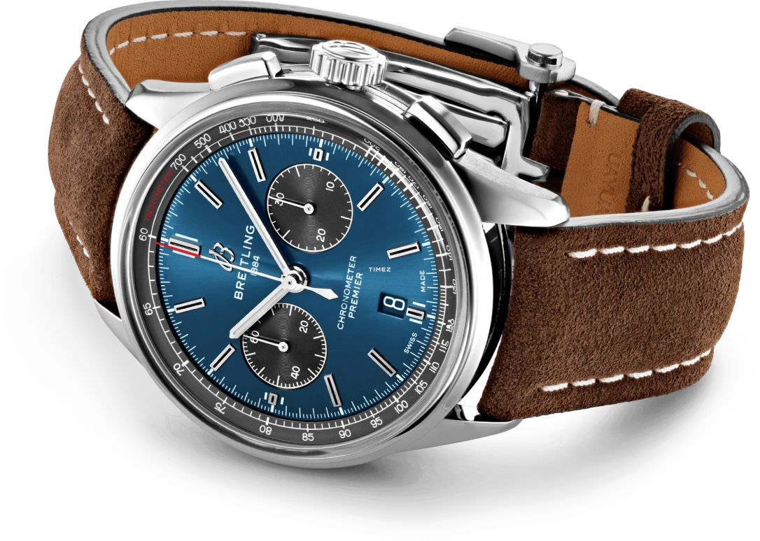 Breitling,Premier 42mm,42mm,Stainless Steel,Blue,Automatic,Chronograph,Day,AB0118A61C1X3