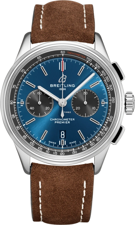 Breitling,Premier 42mm,42mm,Stainless Steel,Blue,Automatic,Chronograph,Day,AB0118A61C1X3