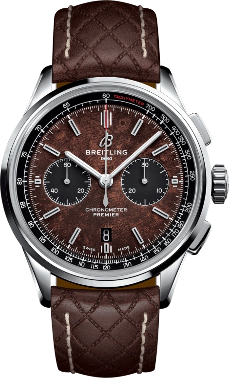 Breitling,Premier 42mm,42mm,Stainless Steel,Brown,Black,Automatic,Chronograph,Day,AB01181A1Q1X1