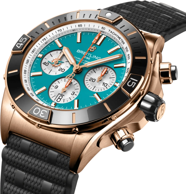 百年灵,机械计时 44毫米,44毫米,红金,陶瓷,蓝色,自动上弦,计时,日历,RB01366A1L2S1