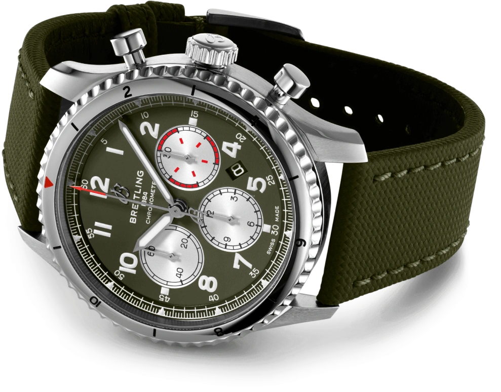 Breitling,Aviatior 8 43mm,43mm,Stainless Steel,Green,Automatic,Chronograph,Day,AB01192A1L1X1