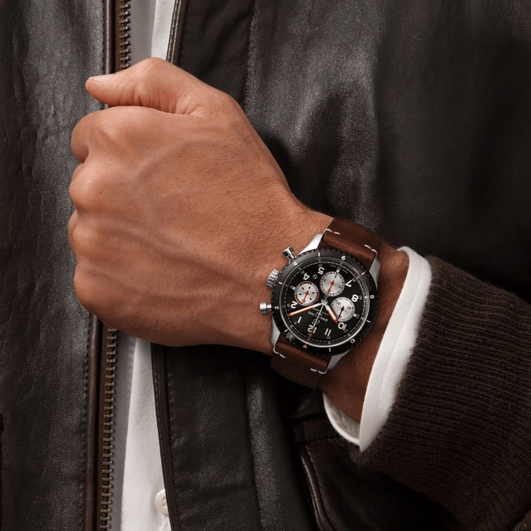 Breitling,Aviatior 8 43mm,43mm,Stainless Steel,Black,Automatic,Chronograph,Day,AB01194A1B1X1