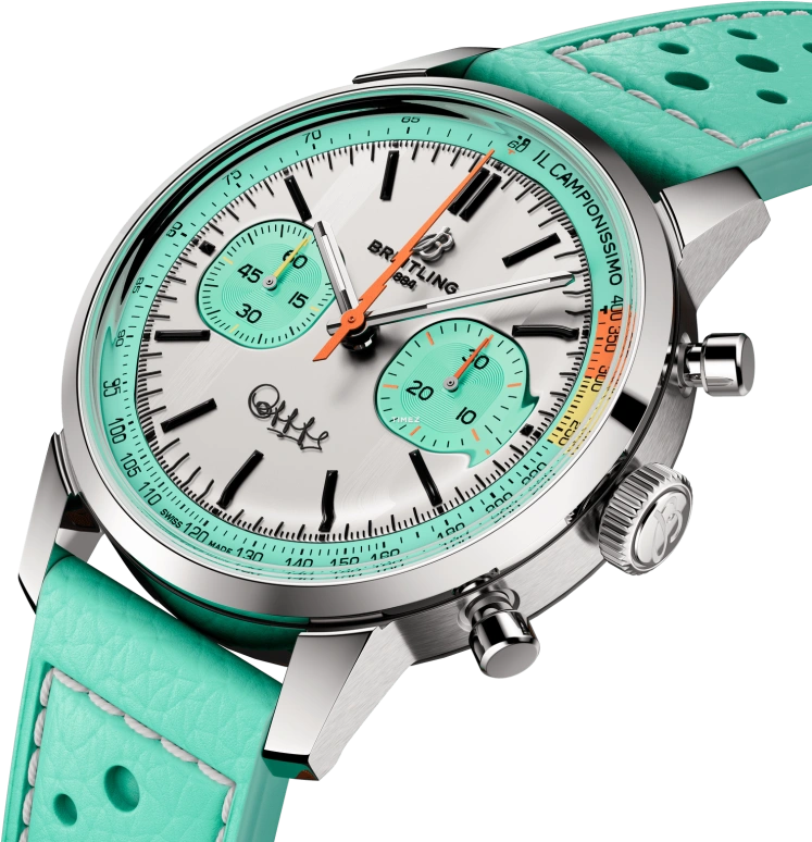 Breitling,Top Time 41mm,41mm,Stainless Steel,Silver,Green,Automatic,Chronograph,70hours,AB01768A1A1X1