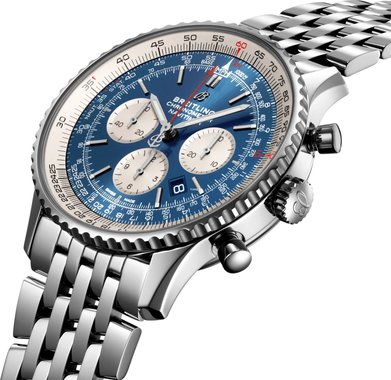 Breitling,Navitimer 46mm,46mm,Stainless Steel,Blue,Automatic,Chronograph,Day,AB0127211C1A1