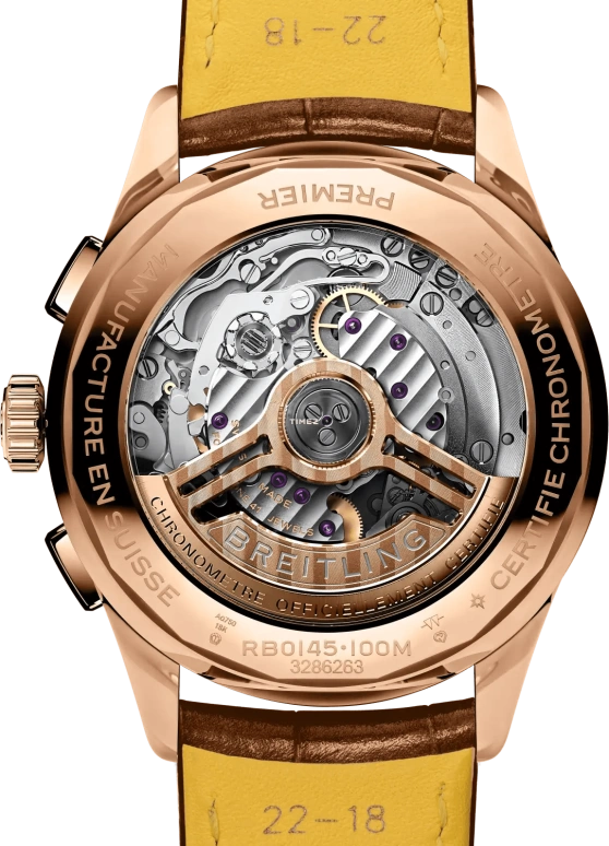 百年灵,璞雅 42毫米,42毫米,红金,蓝色,自动上弦,计时,日历,RB0145171C1P1