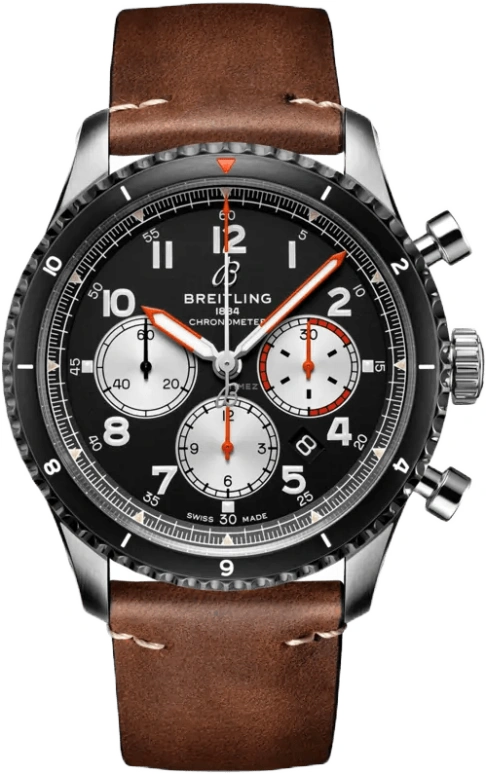 Breitling,Aviatior 8 43mm,43mm,Stainless Steel,Black,Automatic,Chronograph,Day,AB01194A1B1X1