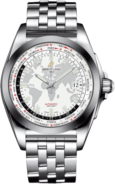 Breitling,Galactic 44mm,44mm,Tungsten,Stainless Steel,White,Automatic,Date,World Time,WB3510U0,WB3510U0/A777/375A