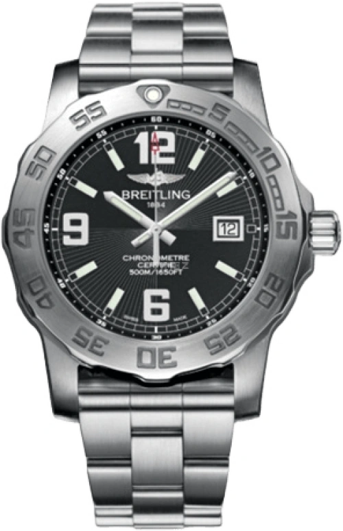 Breitling,Colt 44mm,44mm,Stainless Steel,Black,Quartz,Date,26280hours,A7438710,A7438710/BB50/157A