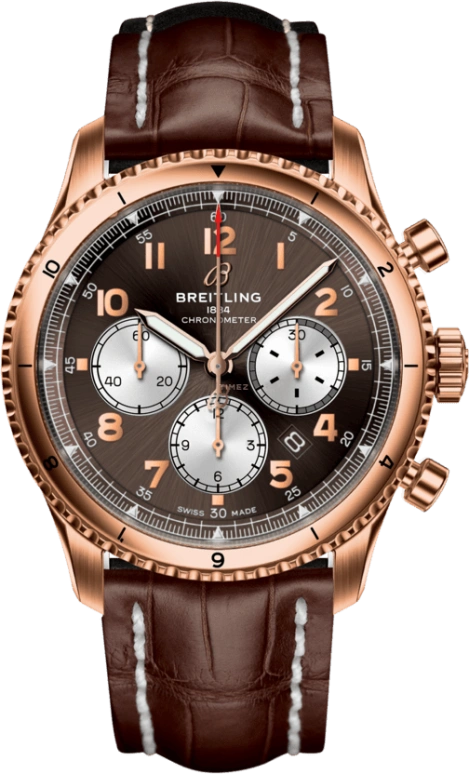 Breitling,Aviatior 8 43mm,43mm,Red Gold,Brown,Automatic,Chronograph,Day,RB0119131Q1P2