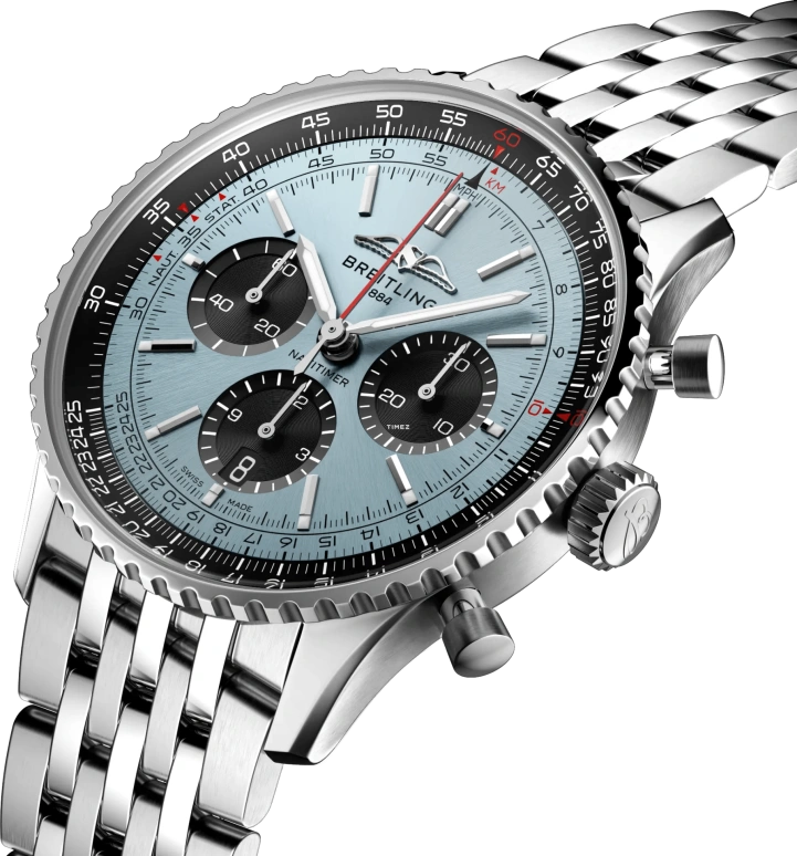 Breitling,Navitimer 43mm,43mm,Stainless Steel,Blue,Automatic,Chronograph,Day,AB0138241C1A1