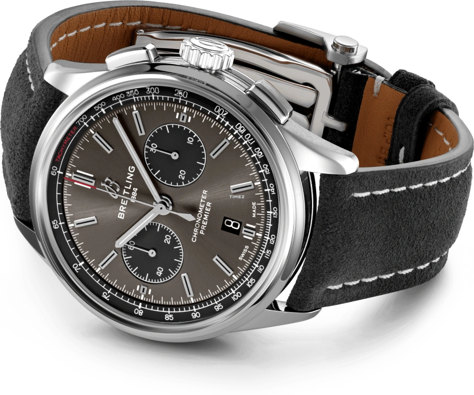 Breitling,Premier 42mm,42mm,Stainless Steel,Grey,Black,Automatic,Chronograph,Day,AB0118221B1X2