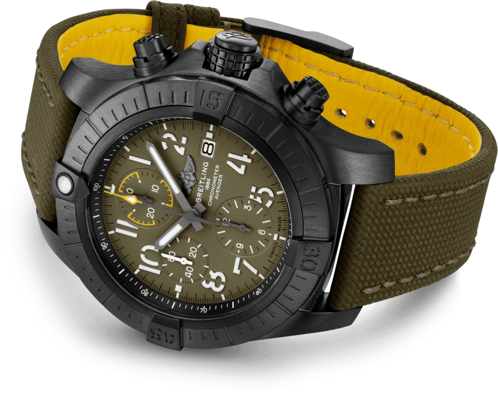 Breitling,Avenger 45mm,45mm,Titanium Gold,Green,Automatic,Chronograph,Day,V13317101L1X2