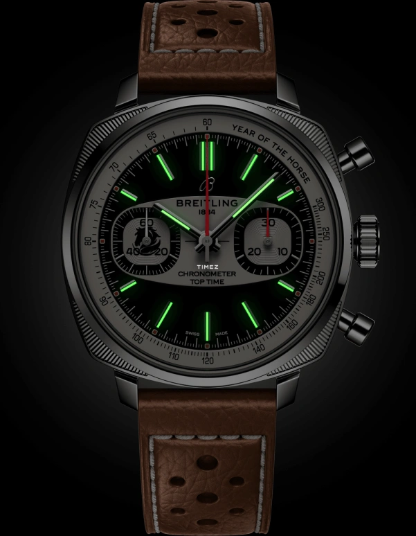 百年灵,Top Time 38毫米,38毫米,精钢,黑色,自动上弦,计时,70小时,AB01773A1B1X1