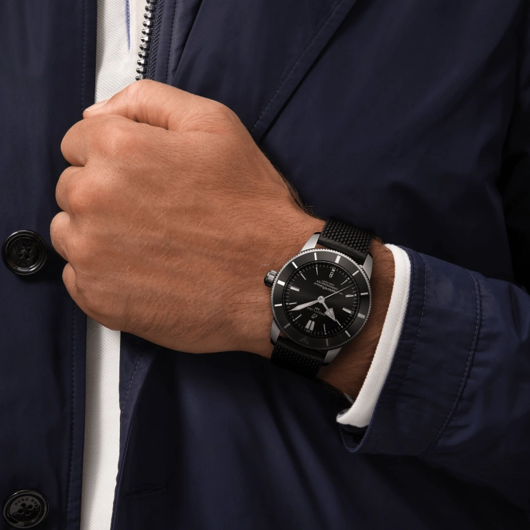 Breitling,Superocean Heritage 44mm,44mm,Stainless Steel,Black,Automatic,Day,70hours,AB2030121B1S1