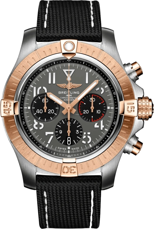 Breitling,Avenger 45mm,45mm,Red Gold,Stainless Steel,Grey,Automatic,Chronograph,Date,Column Wheel,UB01821A1B1X2