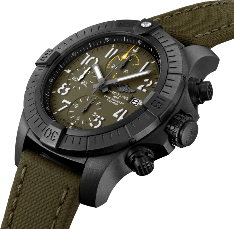Breitling,Avenger 45mm,45mm,Titanium Gold,Green,Automatic,Chronograph,Day,V13317101L1X2