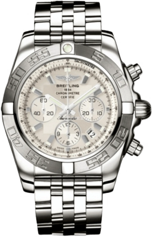 Breitling,Chronomat 44mm,44mm,White Gold,Silver,Automatic,Chronograph,Day,JB011011,JB011011/G688/375J