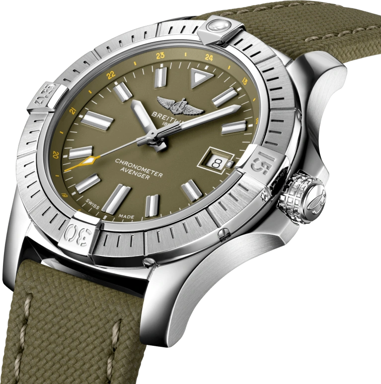 Breitling,Avenger 43mm,43mm,Stainless Steel,Green,Automatic,Chronograph,Date,Anti-magnetic,A17318101L1X1