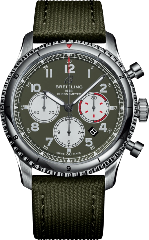 Breitling,Aviatior 8 43mm,43mm,Stainless Steel,Green,Automatic,Chronograph,Day,AB01192A1L1X1