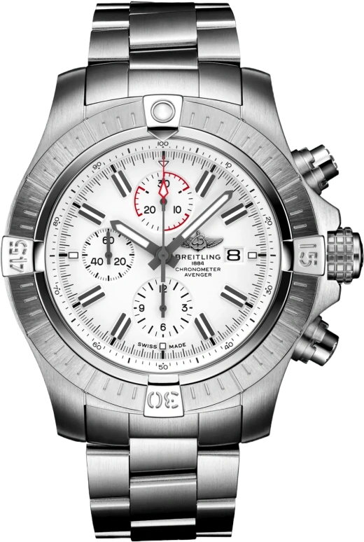 Breitling,Avenger 48mm,48mm,Stainless Steel,White,Automatic,Chronograph,Date,Compass,A133751A1A1A1