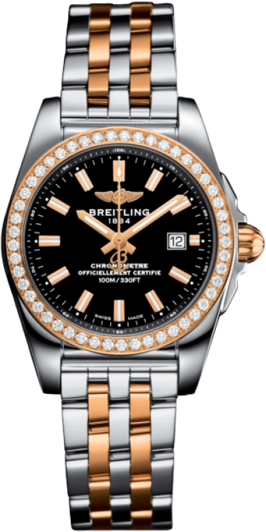 Breitling,Galactic 29mm,29mm,Rose Gold,Stainless Steel,Black,Quartz,Day,In-house Caliber,C7234853,C7234853/BF32/791C
