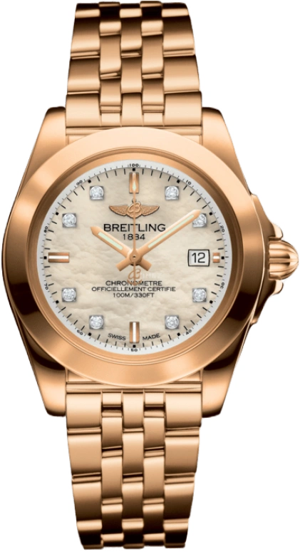 Breitling,Galactic 32mm,32mm,Rose Gold,White,Quartz,Day,26280hours,H7133012,H7133012/A803/792H