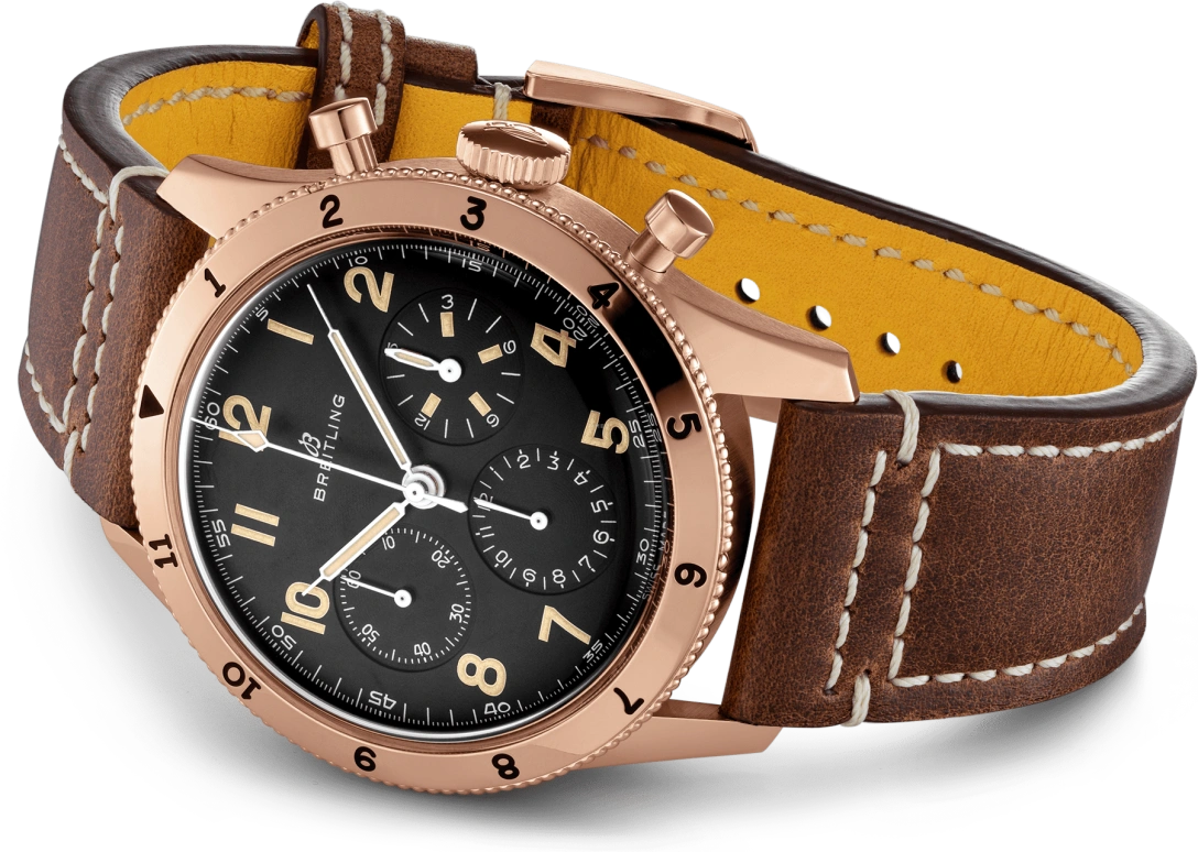 Breitling,Aviatior 8 41.10mm,41.10mm,Pink Gold,Black,Handwound,Chronograph,70hours,RB0920131B1X1