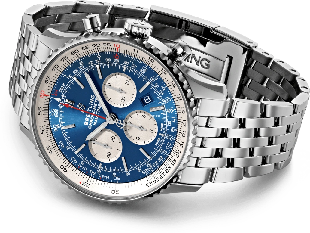 Breitling,Navitimer 46mm,46mm,Stainless Steel,Blue,Automatic,Chronograph,Day,AB0127211C1A1
