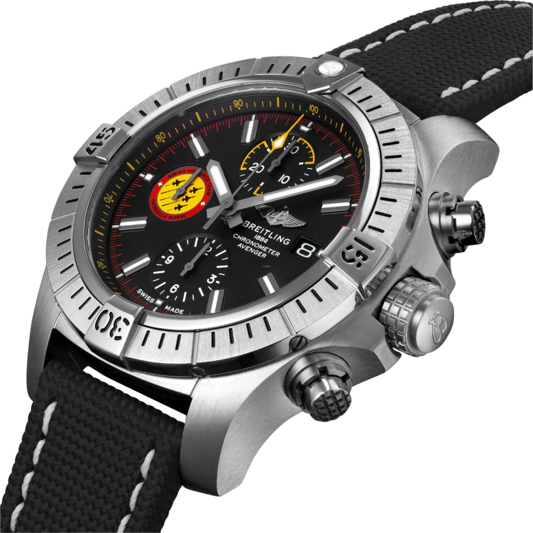 Breitling,Avenger 45mm,45mm,Stainless Steel,Black,Automatic,Chronograph,Date,Compass,A133171A1B1X1