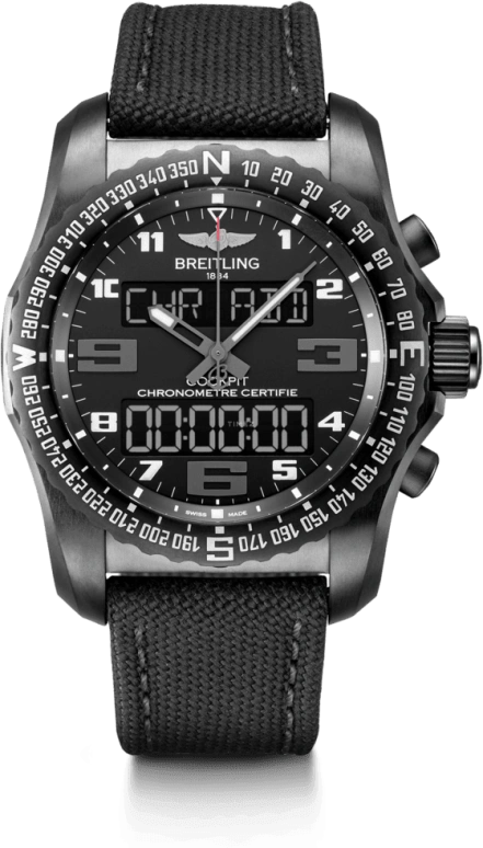 Breitling,Cockpit B50 46mm,46mm,Titanium,Black,Quartz,Countdown,Chronograph,Perpetual Calendar,Month,In-house Caliber,Sapphire,VB5010221B1W1