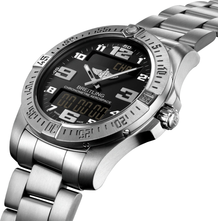 Breitling,Aerospace 43mm,43mm,Titanium,Black,Quartz,Chronograph,Perpetual Calendar,Date,Day,In-house Caliber,Sapphire,E79363101B1E1