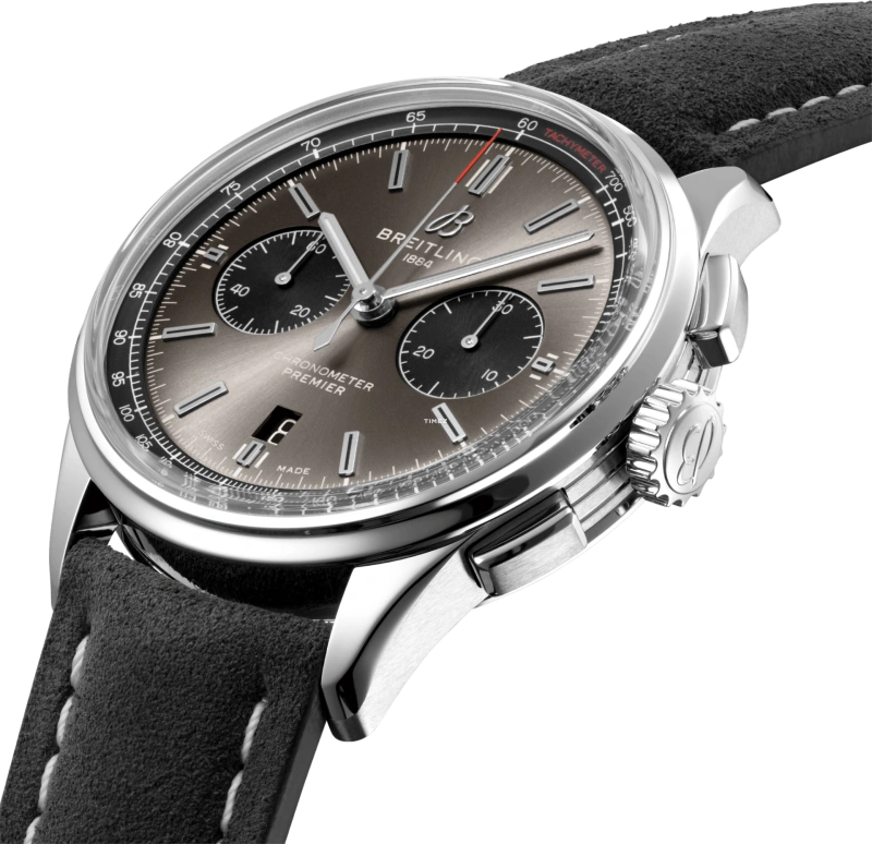 Breitling,Premier 42mm,42mm,Stainless Steel,Grey,Black,Automatic,Chronograph,Day,AB0118221B1X2