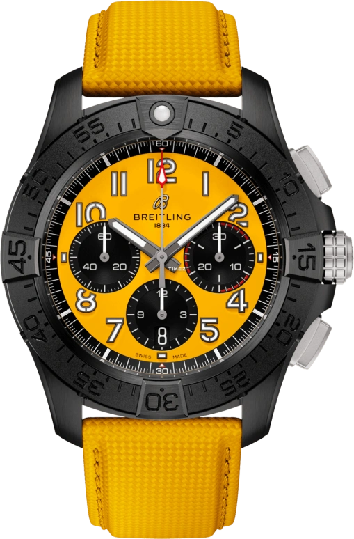 Breitling,Avenger 44mm,44mm,Ceramic,Black,Yellow,Automatic,Chronograph,Day,SB0147101I1X1